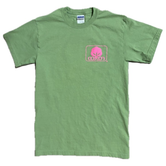 Vintage Cotton Logo Graphic Short Sleeve Tee Pink Green Size Small - Picture 3 of 5